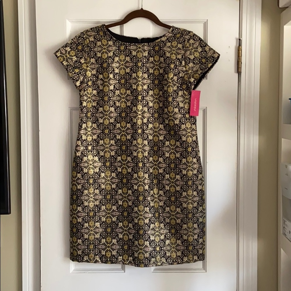 Black/gold mini dress